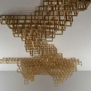 现代木构件格栅组合3D模型下载